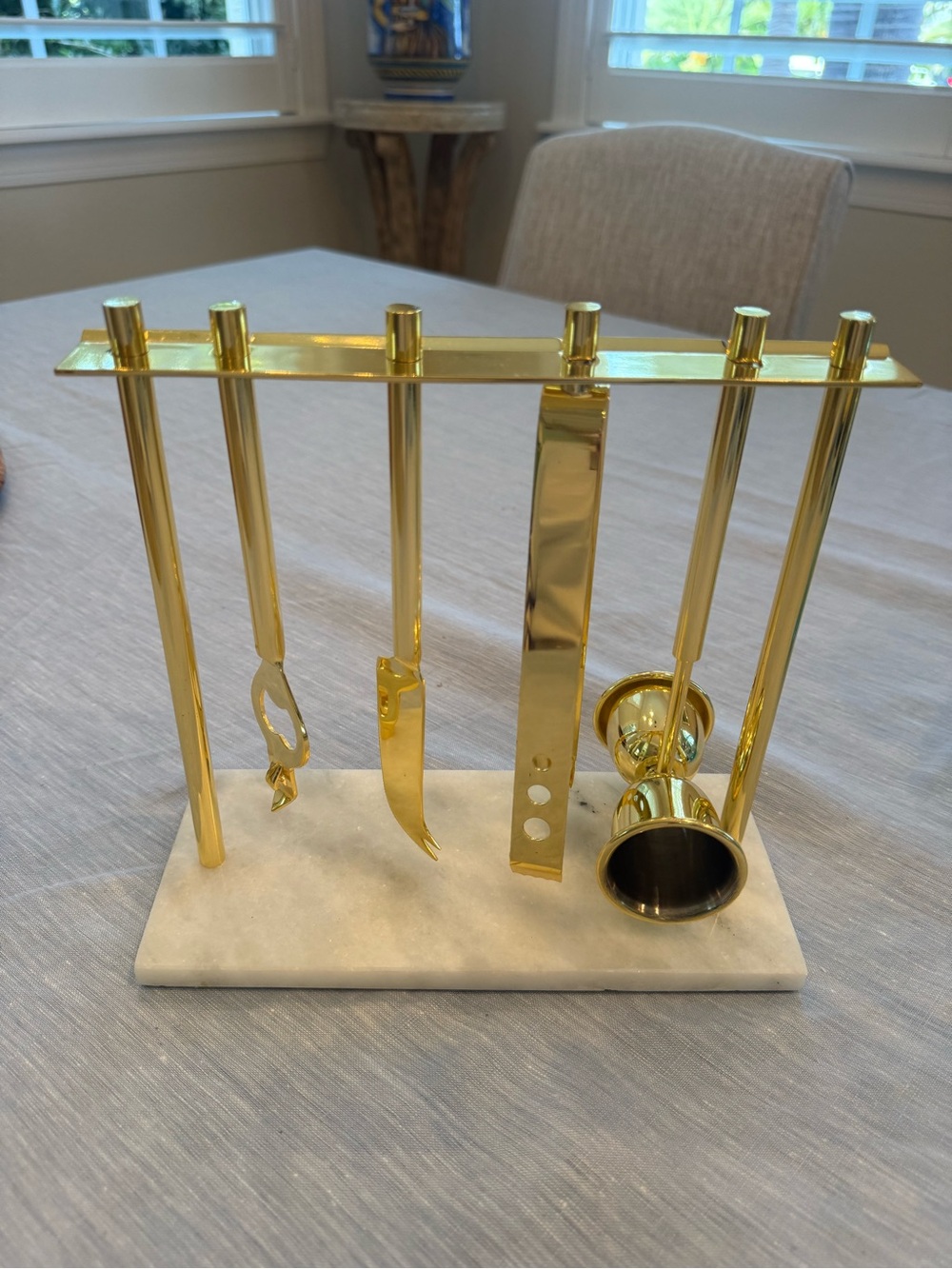 NEW Brass Bar Tool Set with Marble Base – Never Used